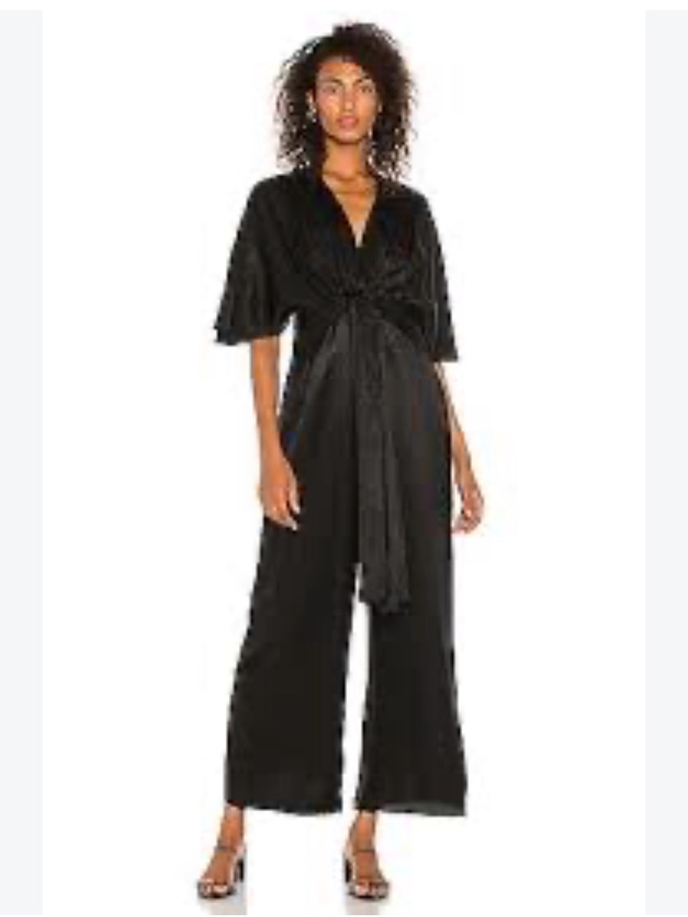 Significant Other Black Satin Wide-Leg Jumpsuit with Tie Waist
